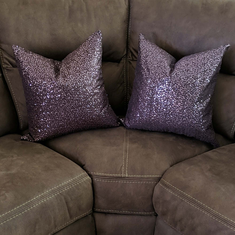 Purple sequined pillows